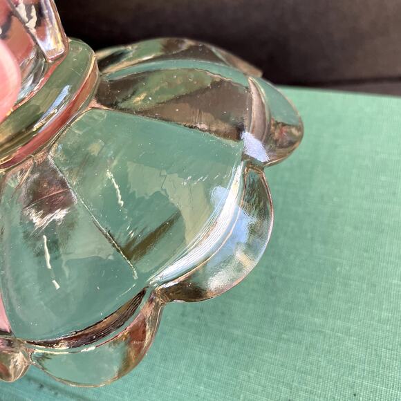 Vintage Clear Glass Scalloped Candlestick Candle Holder Taper - Picture 7 of 7